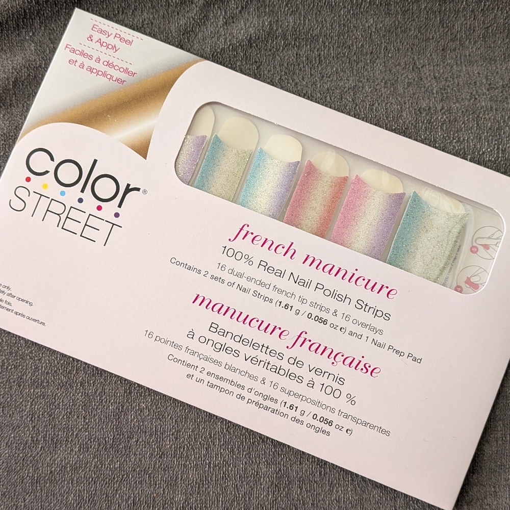 Color Street Iridescent Pastel French Tip Manicure Nail Strips Brand New One Set